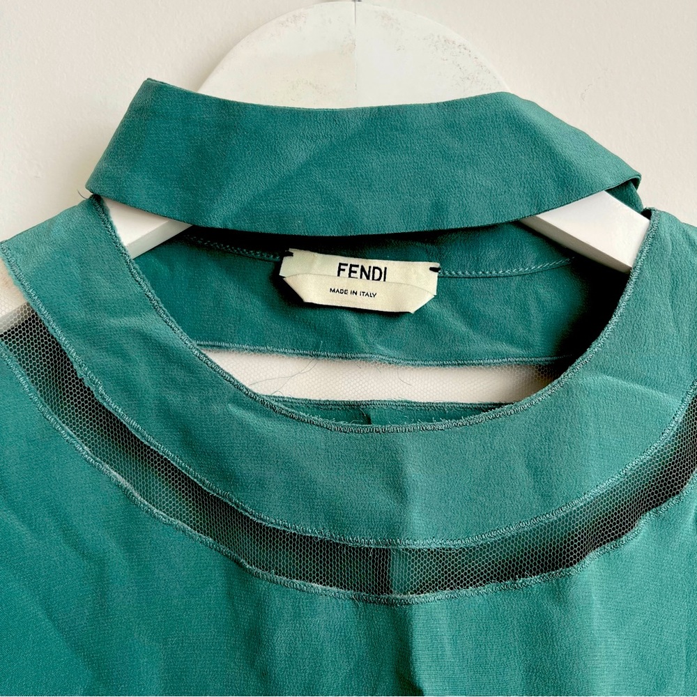 Fendi green silk blouse